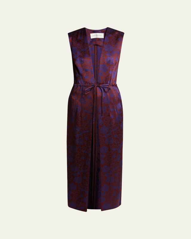 Romina Floral Drawstring Sleeveless Coat